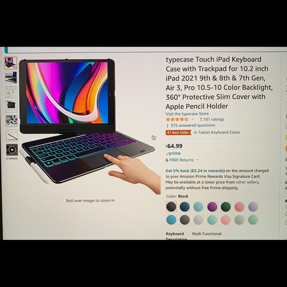 Keyboard case for iPad Air